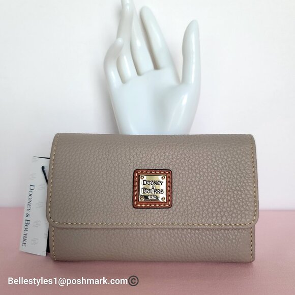 DOONEY & BOURKE Pebbled Grain Leather Medium Flap Wallet with ID Window- Taupe - Picture 7 of 16